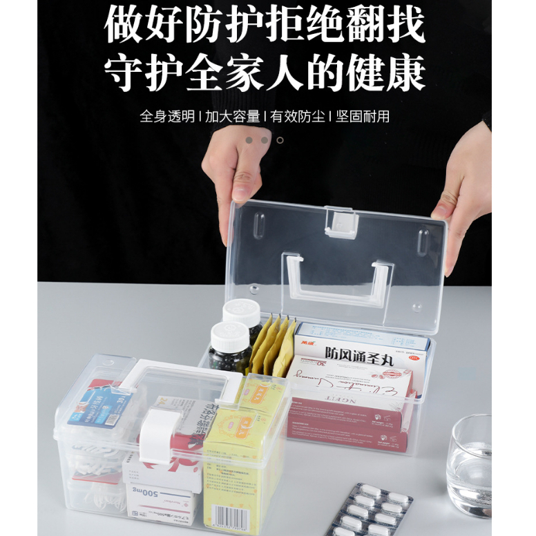 台灣現貨 手提透明收納盒 醫藥盒 文具盒  手提盒 攜帶小藥盒 藥箱 透明藥箱 臥室收納 收納盒 收納