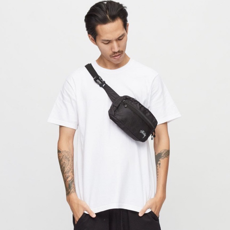 Stussy waist bag 新款 包包 黑色 腰包 側背包 後背包 肩背包