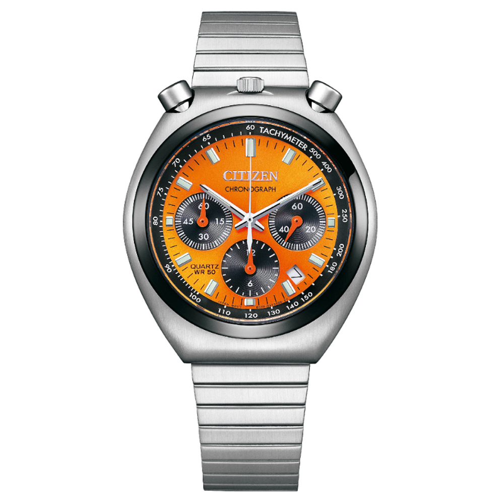 CITIZEN 星辰(AN3660-81X)Chronograph Tsuno Chrono限定 碼錶計時三眼石英錶-橘