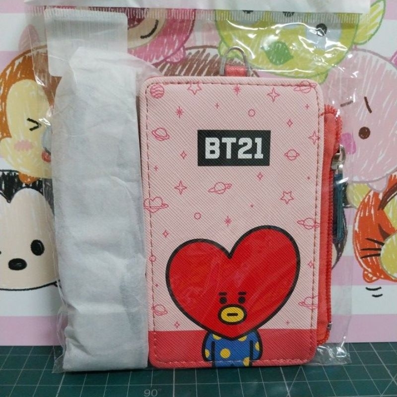 👍現貨👍 PG美人網 BT21卡片零錢包 TATA款 附掛帶 卡套零錢袋 扁型零錢包 小物包 識別證卡套 有雷標