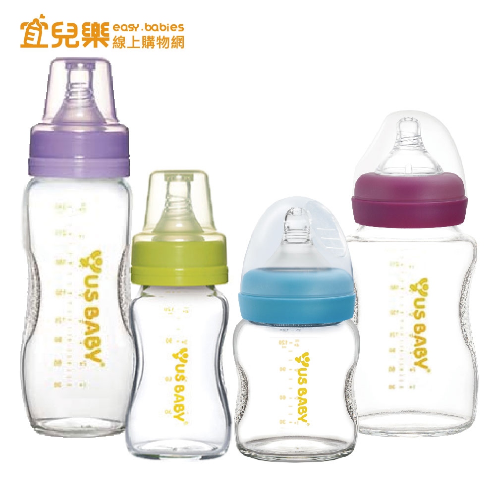 US BABY 優生 真母感玻璃奶瓶 一般口徑/寬口徑 120ml/240ml 樣式隨機出貨【宜兒樂】