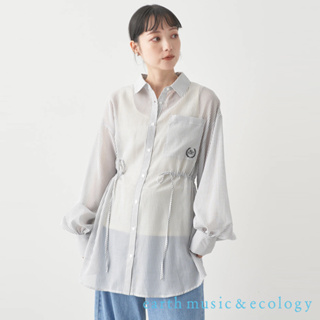 earth music&ecology 刺繡口袋設計抽繩收腰長版襯衫(1L33L0G0140)