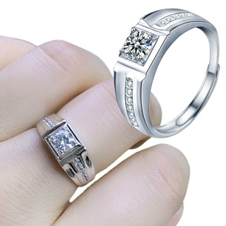 情侶對戒 求婚戒指 純銀戒指 方形戒指 男戒 銀戒指 開口戒指 可調式戒指 中性戒指 情侶禮物 一週年紀念禮物 053