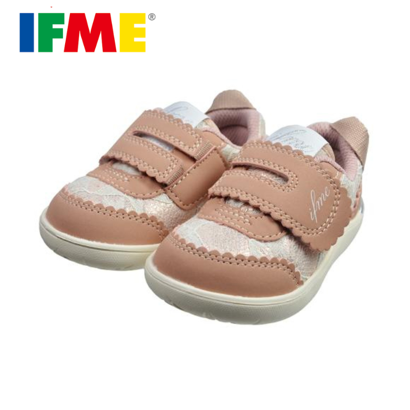 [新竹-實體門市]IFME-萌娃系列 蕾絲粉-粉紅 日本機能童鞋 原廠公司貨 運動鞋 布鞋