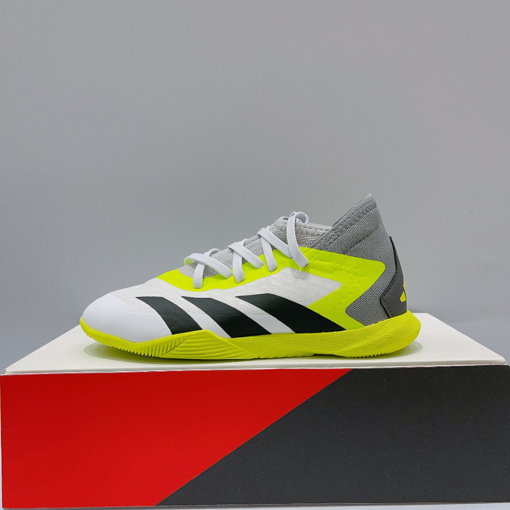 adidas PREDATORACCURACY.3 FG IN 中童 白螢光綠 訓練 室內 運動 足球鞋 IE9449