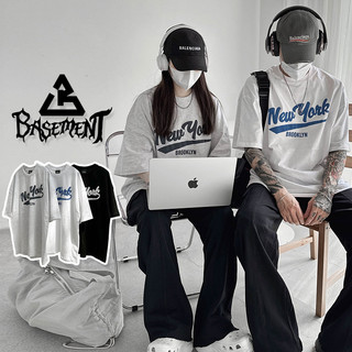 ▲𝕭𝖆𝖘𝖊𝖒𝖊𝖓𝖙 KH1193 韓國立體發泡NEWYORK短TEE 落肩短T 寬鬆短T OVERSIZE 男女款 情侶