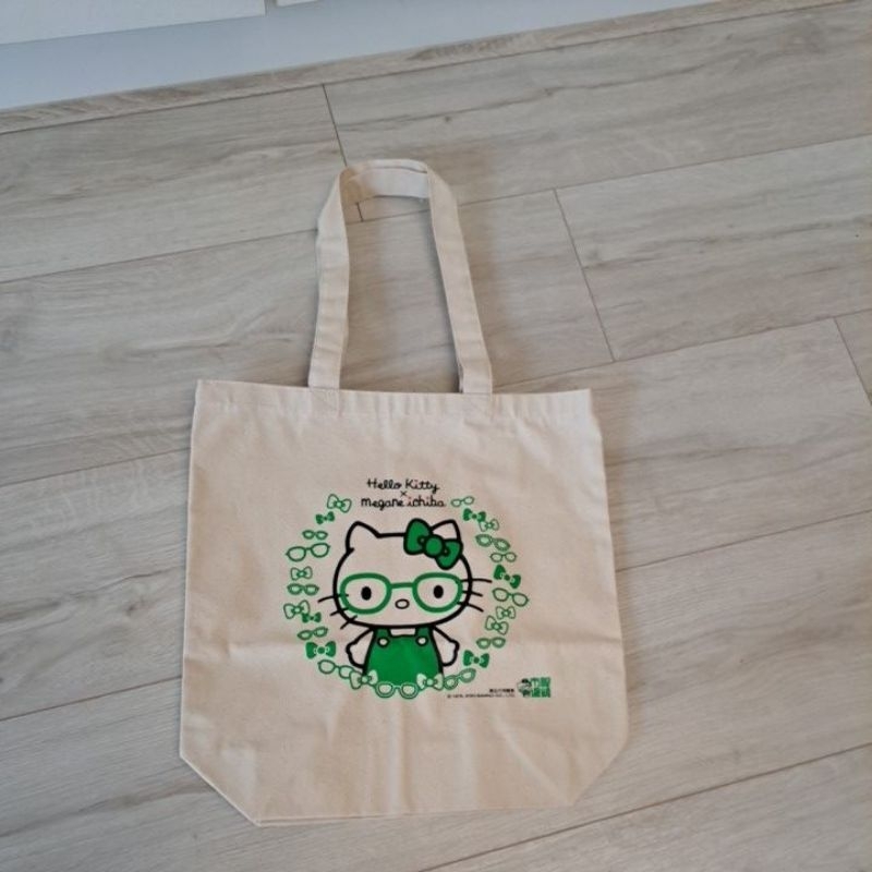 全新 -kitty購物袋凱蒂貓 環保購物袋 眼鏡市場購物袋kitty手提袋帆布袋子
