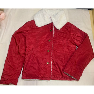 紅色防風內鋪絨保暖外套 尺寸150～160