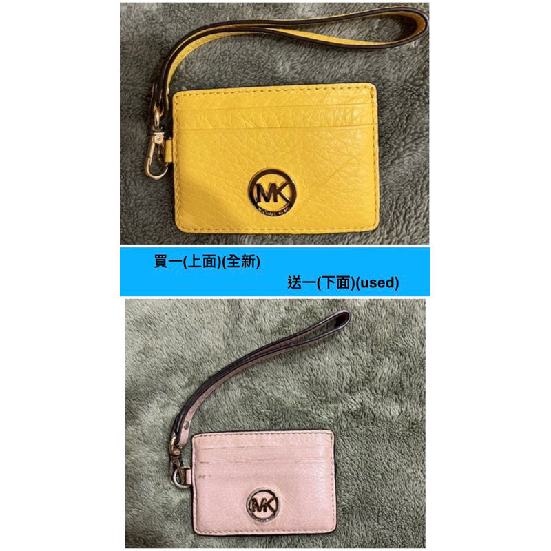 正品真品 全新 Michael Kors MK 名片夾 卡夾 識別證夾 皮革柔軟 黃色 送粉色