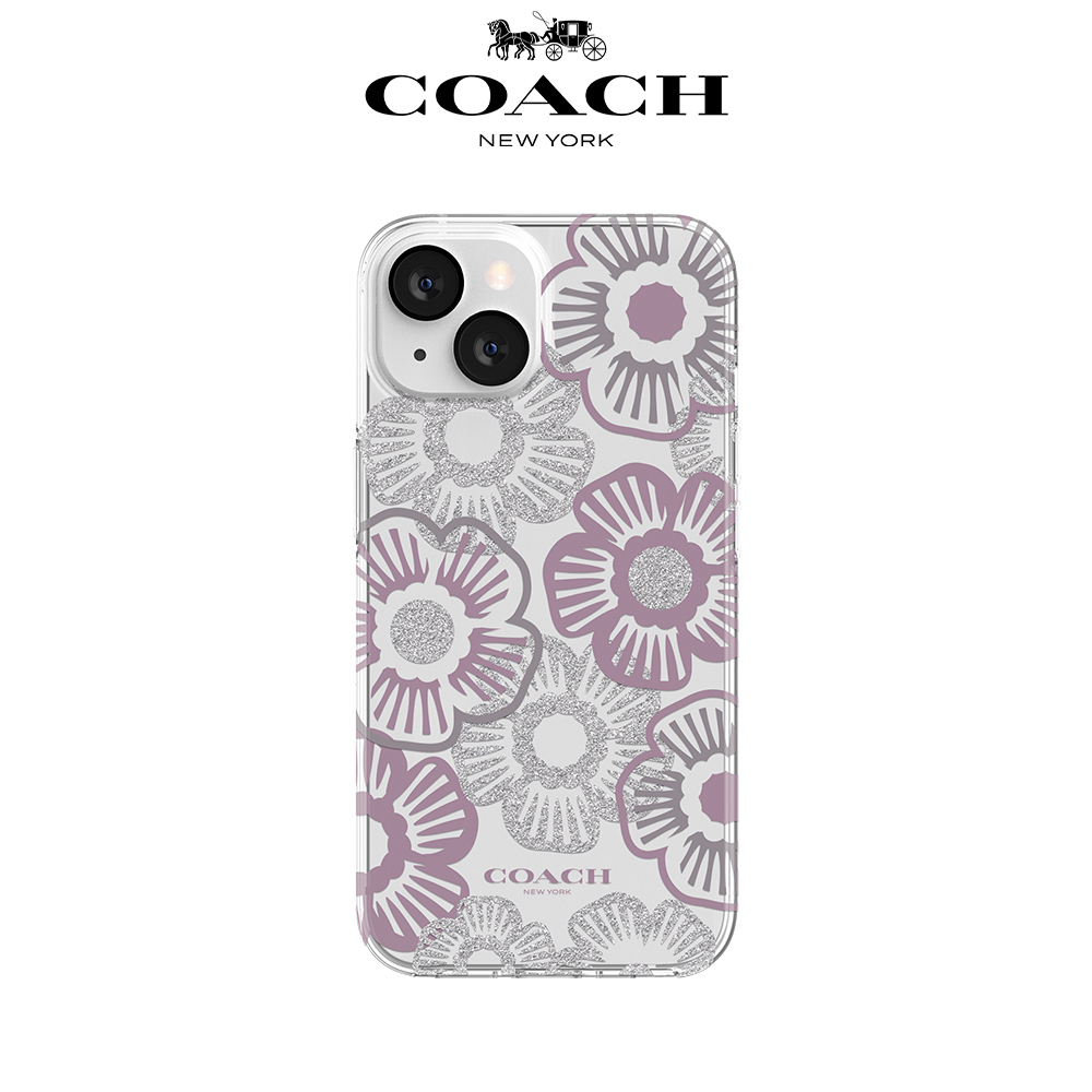 【COACH】iPhone 13 Pro/Pro Max 精品手機防摔保護殼 紫色茶花