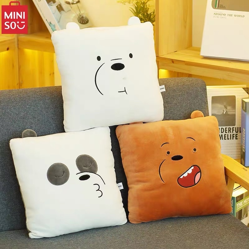 全新現貨 / Miniso x We bare bears 熊熊遇見你 抱枕毯 /冷氣毯/毛毯/抱枕/2合一(胖達圖案)