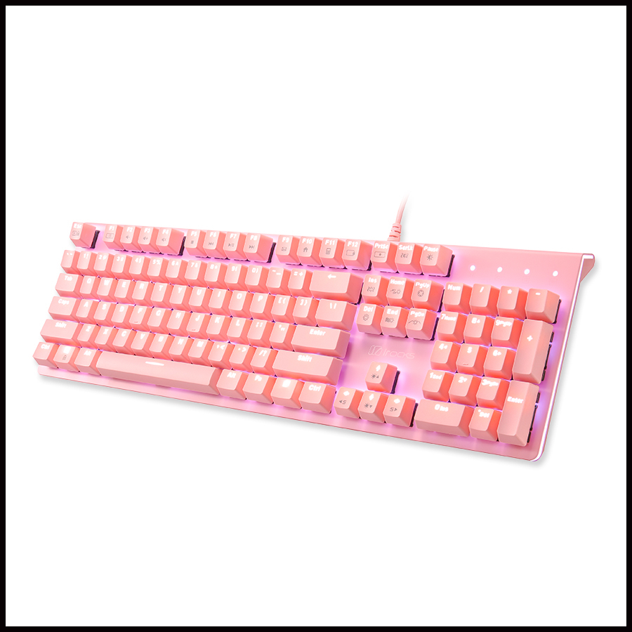 全新 i-Rocks 艾芮克 K75M 機械式鍵盤 茶軸 白光 Cherry軸 粉紅色 粉紅特別版 抽獎抽到