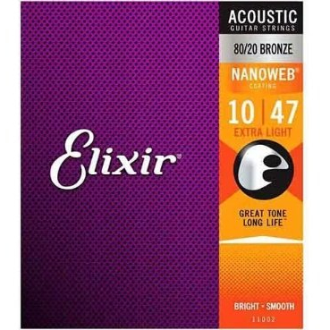 Elixir 11002 (10-47) 黃銅薄膜 NANOWEB 木吉他弦 包膜弦【立昇樂器】