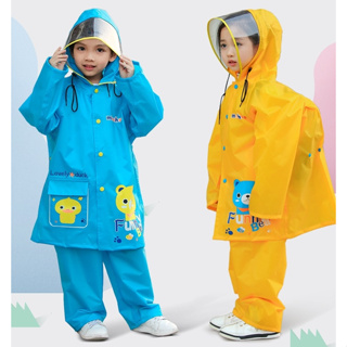 Baby童衣 男女童兩件式雨衣 兒童卡通印花雨衣+雨褲 大帽檐雨衣套裝 88076