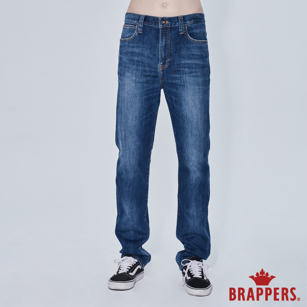 BRAPPERS 男款 中腰系列-彈性直筒褲-藍