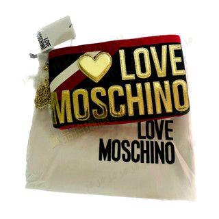 【全新正品】LOVE MOSCHINO 立體金字黑紅拼色鏈包/側肩包/斜背包 (J.F)