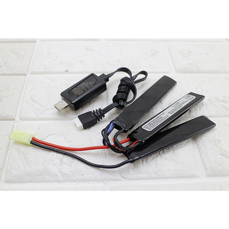 2館 11.1V USB 充電器 + 11.1V 鋰電池 三片式 ( 鋰鐵充電電池