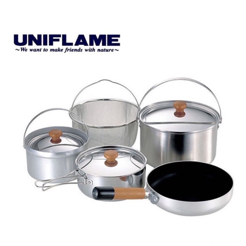 (現貨) 5人份日本UNIFLAME Fan5 DX 不鏽鋼鍋具組  660232