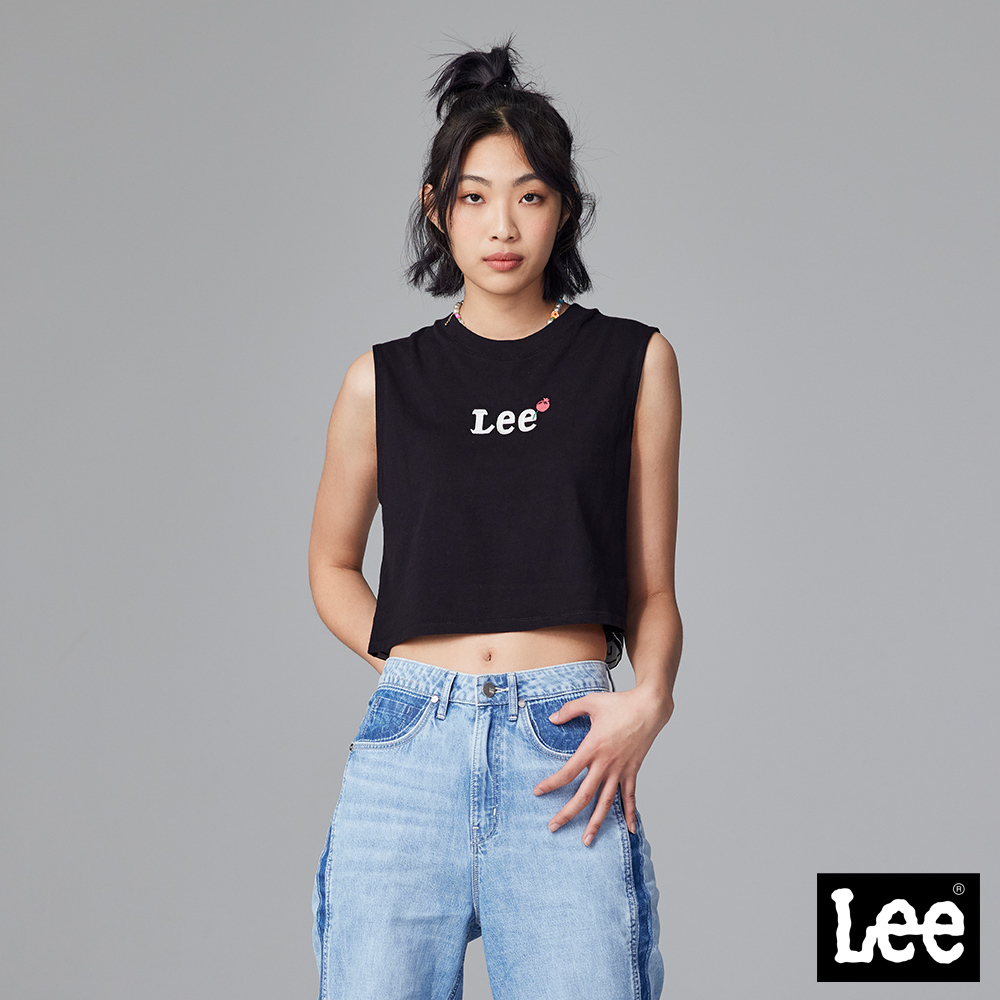 Lee 短版胸前LOGO無袖短T 女 Modern LB302055 黑K11 白K14