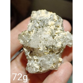 內蒙白螢石&黃銅礦共生~稀有美礦