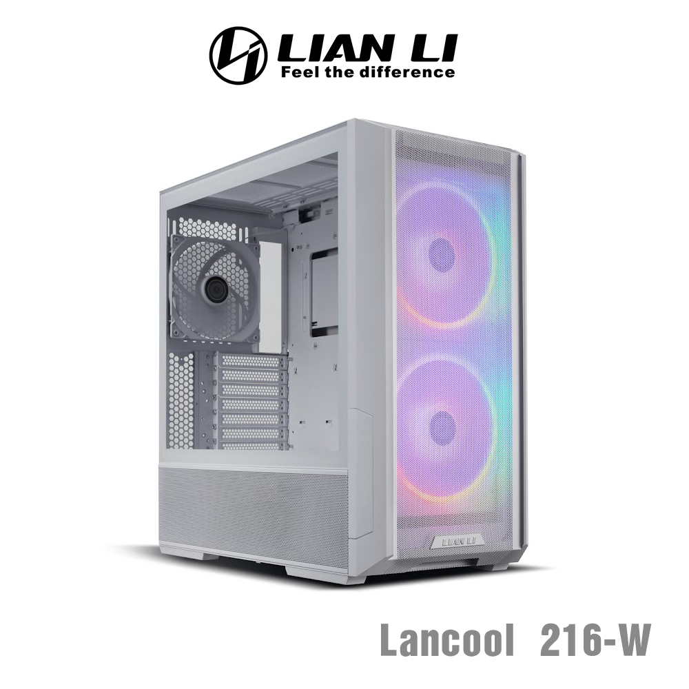 【也店家族 】LIAN LI 聯力 LANCOOL 216 ARGB  玻璃透測 電競機殼 電腦機殼 白色