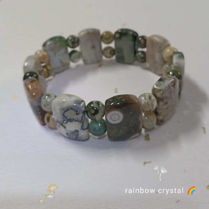 rainbow crystal 🌈天然海洋碧玉手排 排寬18mm 海洋石 魚卵玉