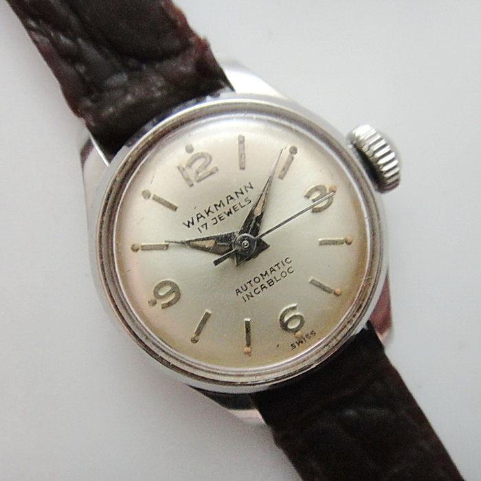 【拾年之路】 70年代瑞士製Wakmann(Breitling)威克曼17石不鏽鋼自動錶/淑女錶(免運)
