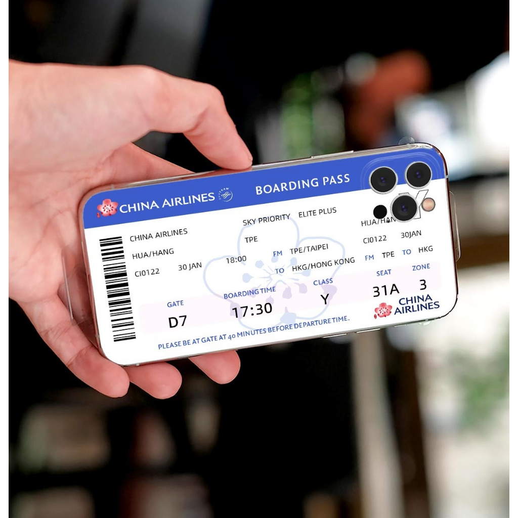 航空公司登機證機票手機殼定制客製化手機殼蘋果三星OPPO小米紅米vivo華碩Sony