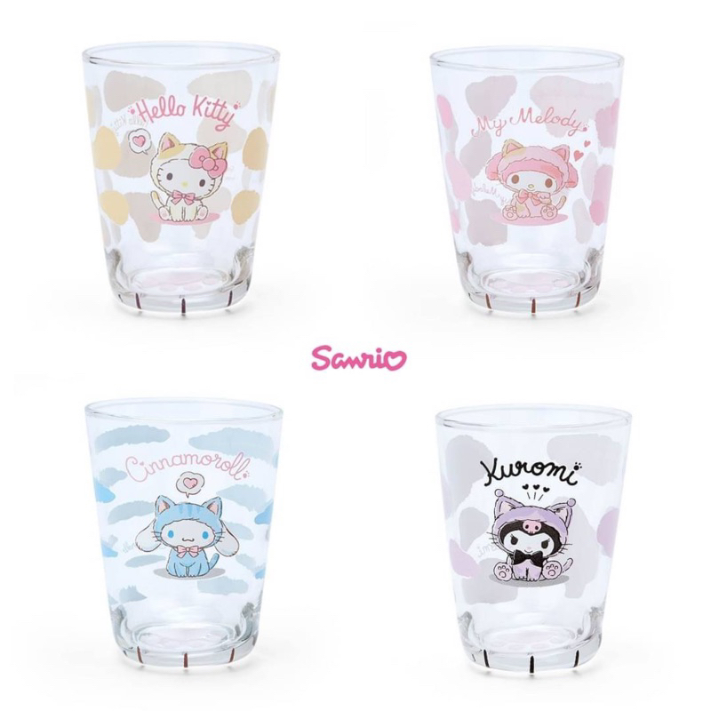 🎈日本正版🎈無把貓咪造型玻璃杯 230ml 日本製 三麗鷗 Hello Kitty 美樂蒂 大耳狗 酷洛米 杯子