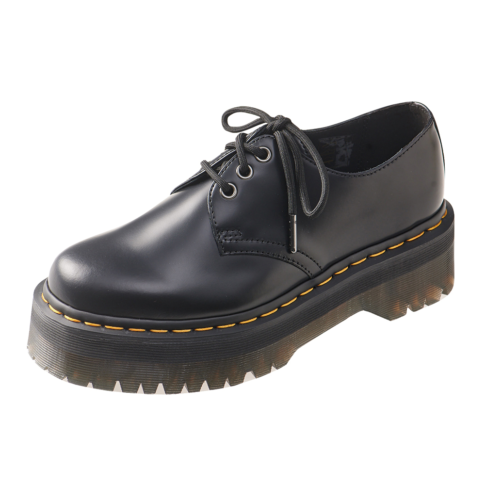 Dr.Martens 馬汀 1461 QUAD 3孔綁帶厚底牛津鞋 黑色 真皮馬丁紳士鞋 休閒皮鞋 男女25567001