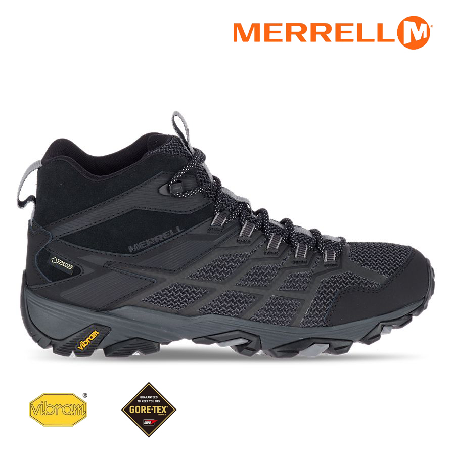 宏亮 登山鞋 MERRELL MOAB FST 2 MID G-TX 黃金大底 中筒 輕量 全黑 男女款 J599535