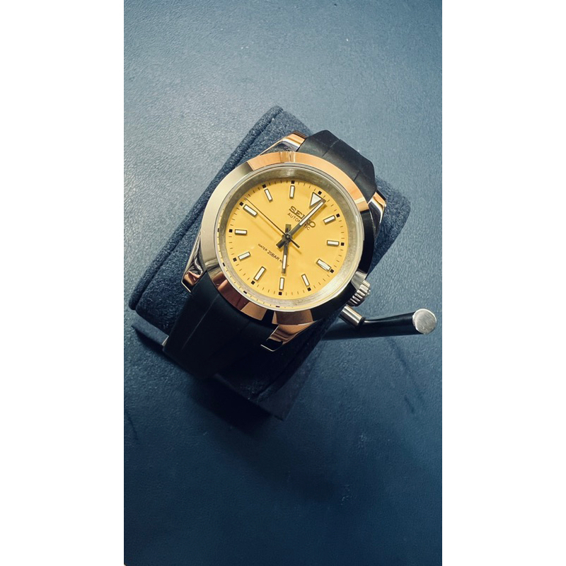 訂製無現貨【改錶玩面】Seiko Mod 精工 黃面 探險家 日誌 藍寶石玻璃 機械錶