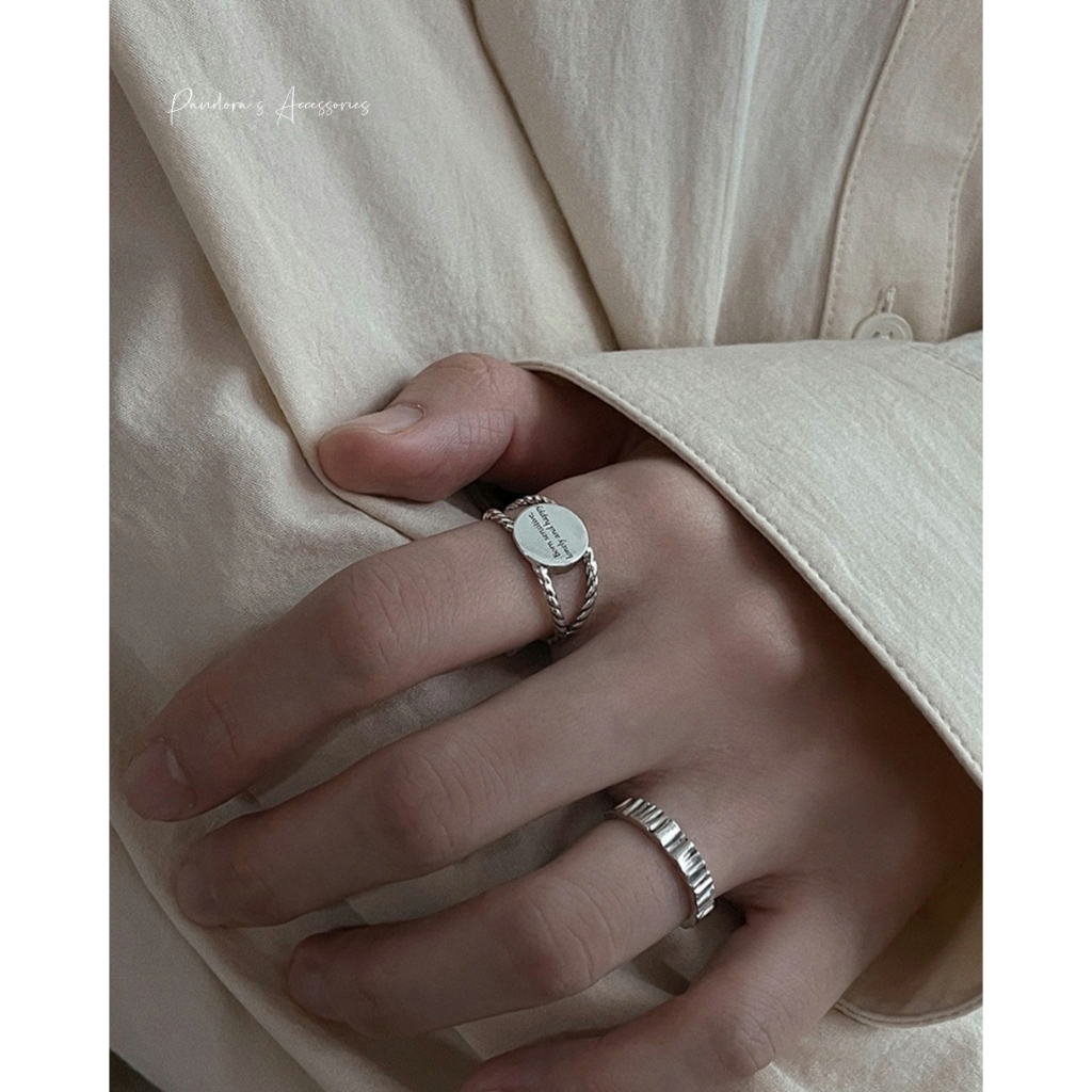 Pandora's 金工飾品設計╭。塔拉薩"刻字"扭結寬版短文紀念指環 925全純銀戒指 ☞韓國設計追加款☜