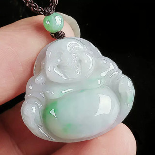 【寶兒】（美鐲鑒賞，請勿私拍）天然翡翠玉佛吊墜冰種飄花佛公掛件玉石笑佛A貨證書緬甸