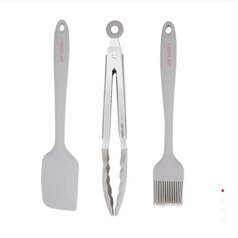 NEOFLAM 矽銀烘焙調理三件組FIKA色 料理刷 刮刀 料理夾