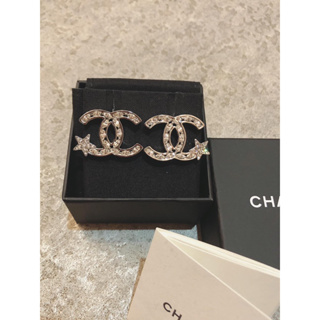 全新Chanel 雙c星星大耳環 水鑽 香奈兒耳環