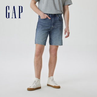 Gap 男裝 純棉寬鬆水洗牛仔短褲-藍色(602482)