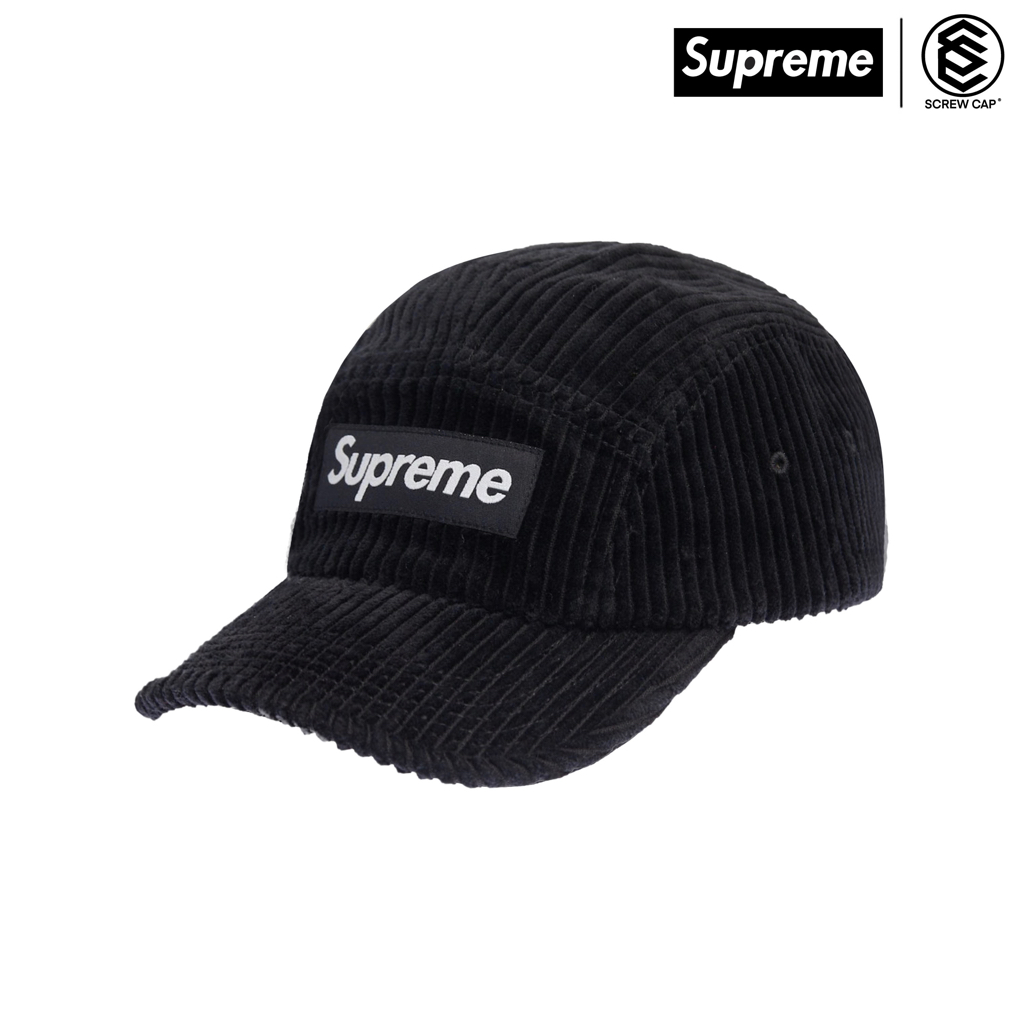 SUPREME 燈芯絨 CORDUROY CAMP CAP BLACK SS22 彎檐 五分割帽 ⫷ScrewCap⫸