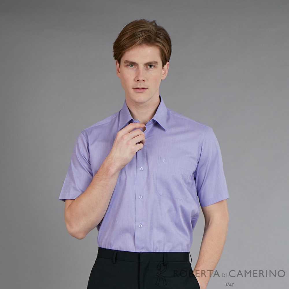 ROBERTA諾貝達 台灣製 進口素材 商務都會 經典品味短袖襯衫 RCG09-25紫色
