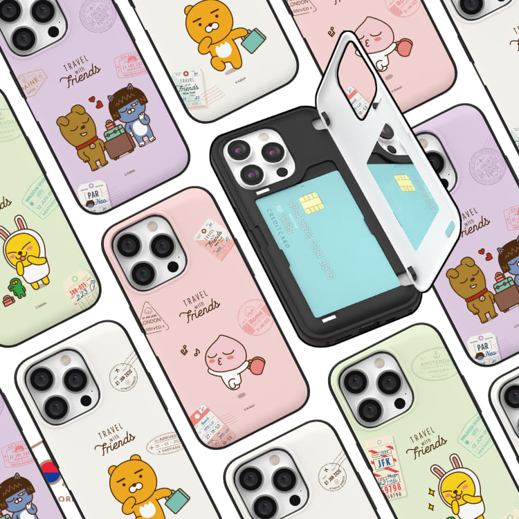 Unicorn♞韓國正版KR Kakao Friends愛旅行 iPhone掀蓋插卡保護殼 插卡殼 防摔殼 手機殼 萊恩
