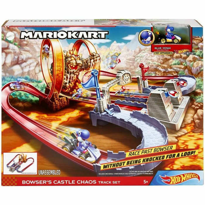 正版 Mattel Hot Wheels 風火輪Mario Kart庫巴城堡系列軌道組(附一台小車) 聖誕禮物