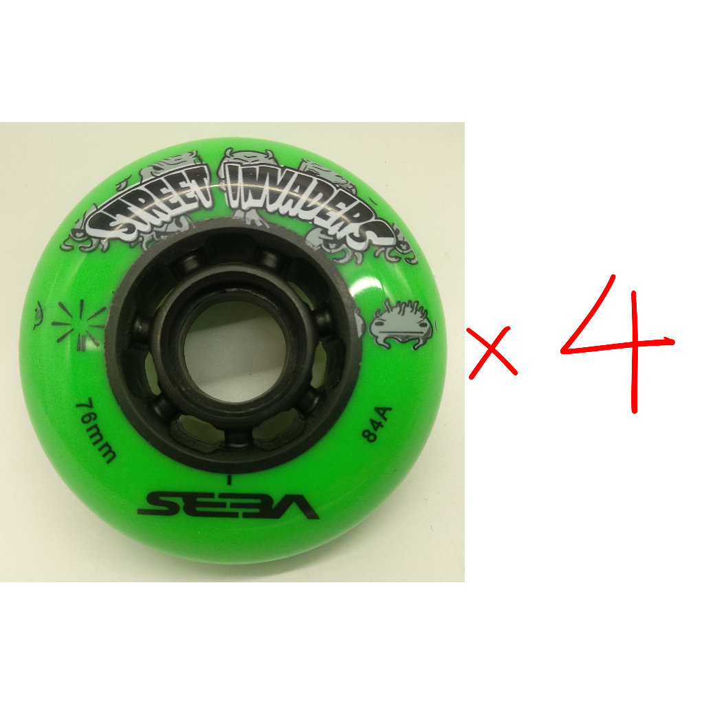 全新現貨76mm SEBA 84A直排輪子4個綠色運動用品 inline skates wheels roller
