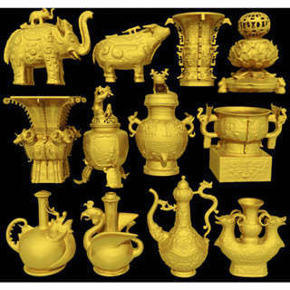 【3D列印】古代酒 樽酒 杯酒 壺鼎圓雕 圖雕 刻機 STL格式 3D列印模型 3D模型 3D列印 機雕 圓雕圖