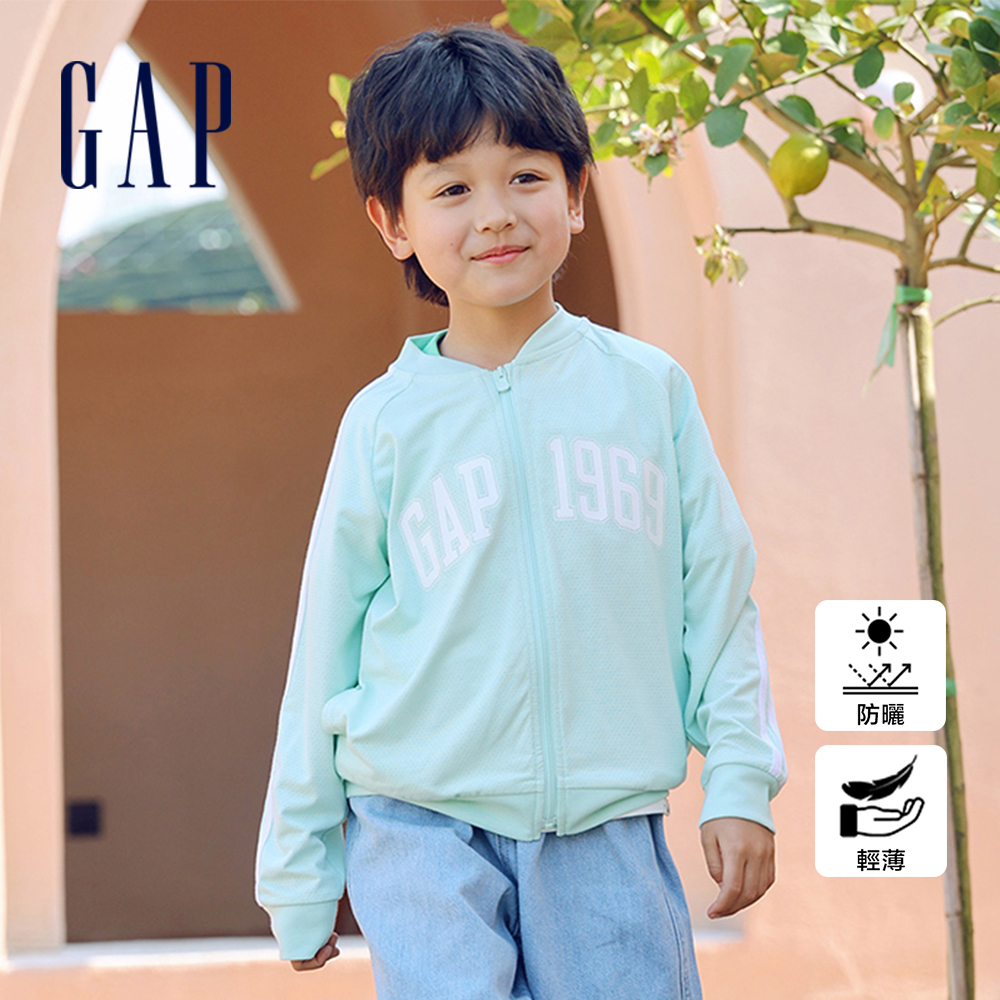 Gap 男幼童裝 Logo輕薄防曬棒球外套-薄荷綠(598875)