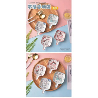 👉現貨👈卡通手持陶瓷醬料碟 手把陶瓷小盤子 醬料碟 點心盤 小盤子 瓷盤 沾醬碟 醬油碟