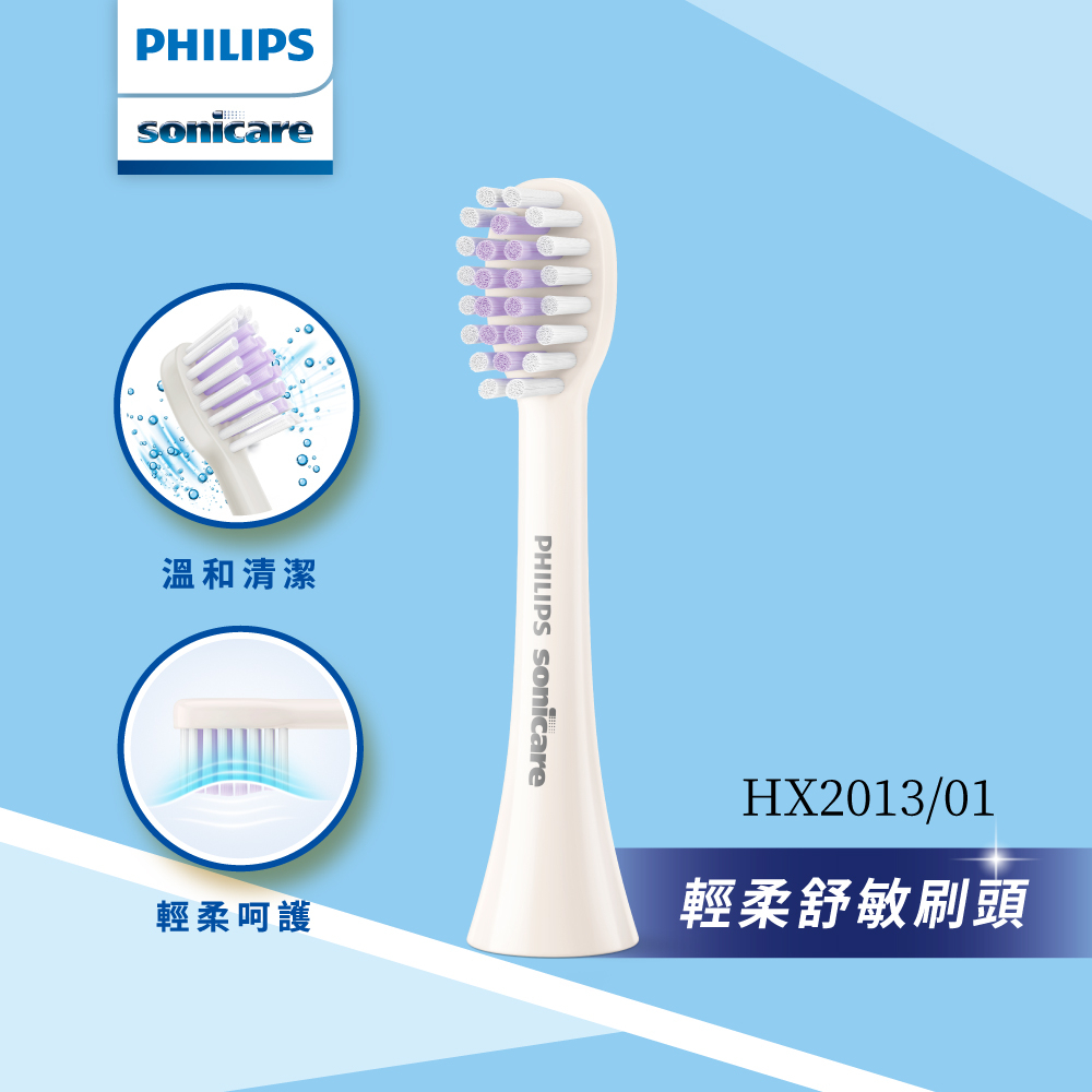 PHILIPS 飛利浦 Sonicare 輕柔系列專用-輕柔舒敏刷頭三入組(白)HX2013/01