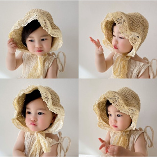 Baby Studio✨親子編織帽 女童帽子 夏季韓版女童 防曬 遮陽漁夫帽 手工編織 寶寶涼帽草帽 #H02-007