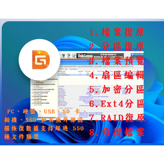 🔥2023🔥DiskGenius  電腦檔案救援 隨身碟救援 影片照片修復 硬碟資料救援軟體 資料救援軟體