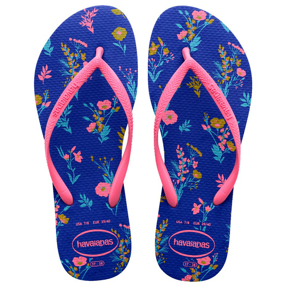 HAVAIANAS 哈瓦仕 拖鞋 人字拖 SLIM ROMANCE 藍紫 花卉 夾腳拖 女 41369772711W