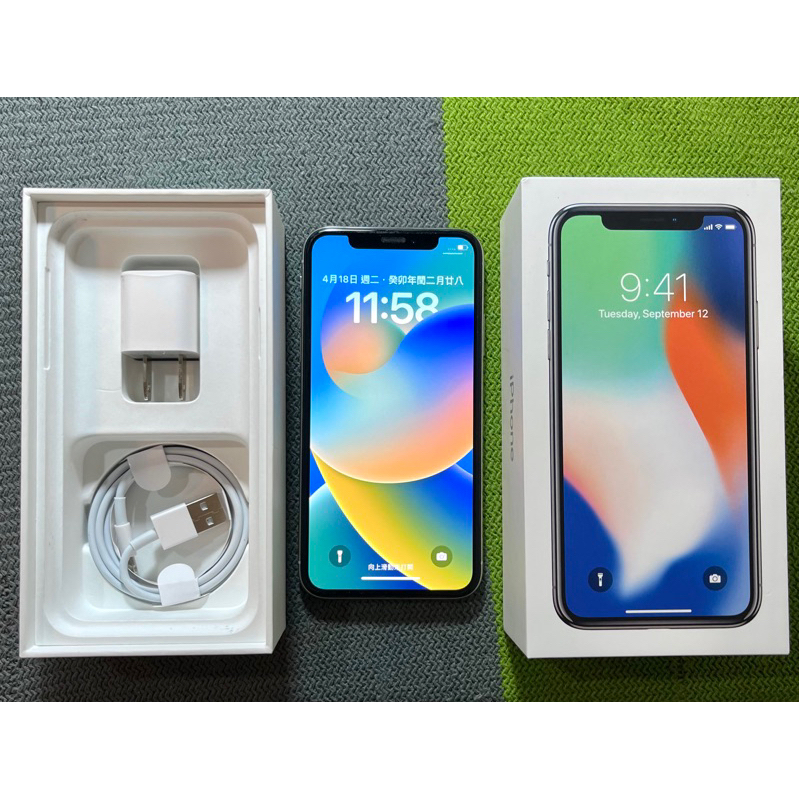 iPhone X 64G 銀 白 5.8吋 iX iphonex 10 i10 64 二手機回收 二手 貼換 換過電池